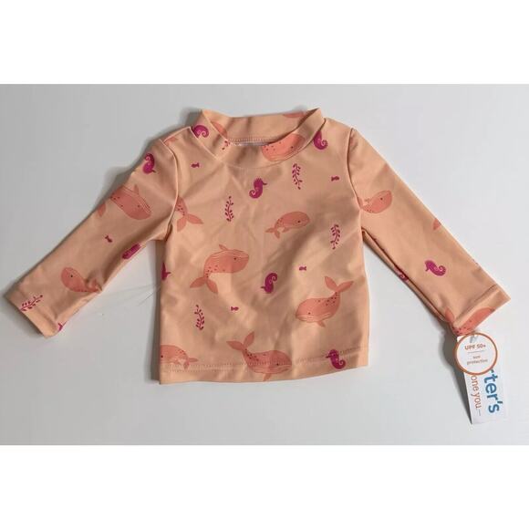 Carter’s Just One You Baby Girl Rash Guard Top Size 3M UPF 50+ Sun Protection - Picture 1 of 5